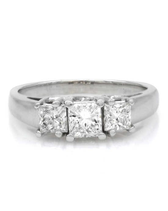 3 Stone Princess Cut Diamond Ring in White Gold
